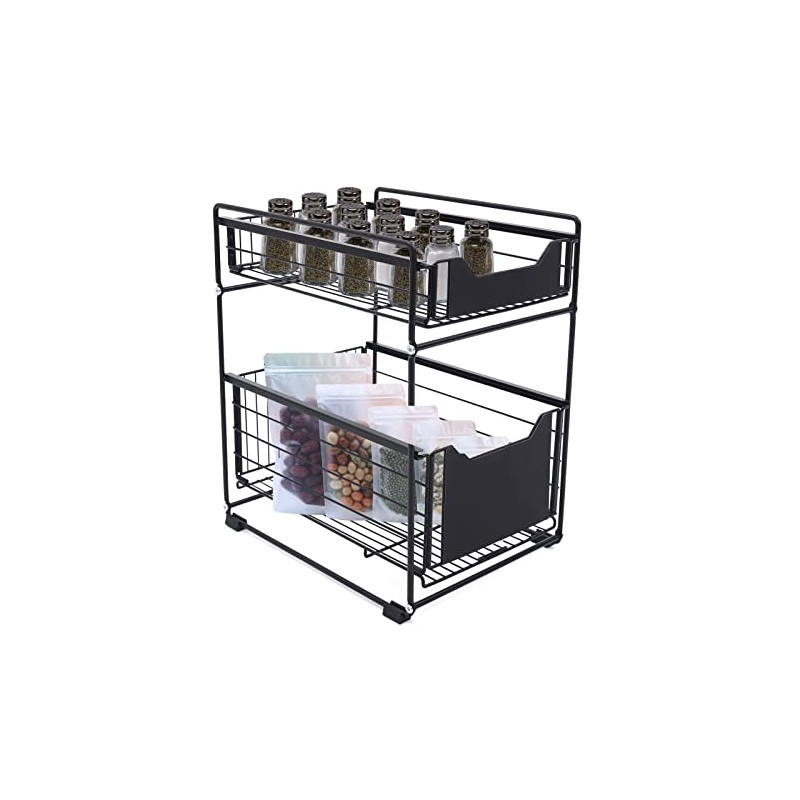 Under Sink Shelf, 2 Tier Spice Rack, Extendable, Sink Organiser,