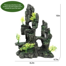 SiissaPeksid Aquarium Decor - Fish Tank Decorations with Mountain View Stone Ornament, Ideal for Betta, Snails, Turtle, Hiding, Climbing, Exploring, Landscaping, Aquascaping