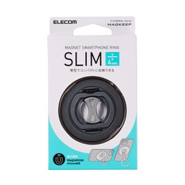 Elecom P-STRMKSLSV Smartphone Ring, Magnet, Magsafe, Smartphone Stand, Load Capacity: 28.2 oz (800 g), Fall Prevention, Cute, Titanium Silver