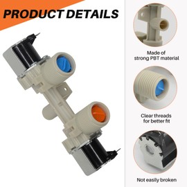 tauuio W10906602 Washer/Dryer Water Inlet Valve Compatible with Whirl.pool Ken.more Amana Washer Replace W10869511 W11176412 4460930 AP6036153 PS11769643 EAP11769643