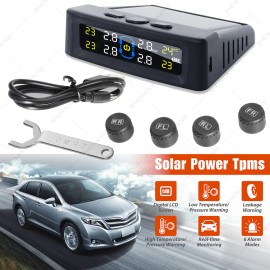 SHENKENUO Wireless Solar LCD Car TPMS Tire Pressure Monitoring System W/4 External Sensors