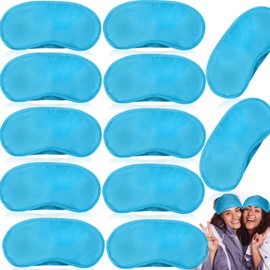 12 Pack Blindfold Eye Mask Cover Sleep Mask for Party Games Travel Sleep Team Build Party Supply with Adjustable Strap for Women Men Kids, Light Blue