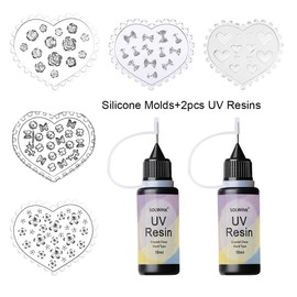 SOLWINK Nail Charm Silicone UV Resin Set DIY Charms Tools Kit - Style: Silicone Molds+2pcs UV Resin
