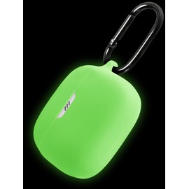Geiomoo Silicone Case for JBL Tune 130NC TWS, Soft Flexible Scratch Resistant Protective Cover with Carabiner (Luminous Green)
