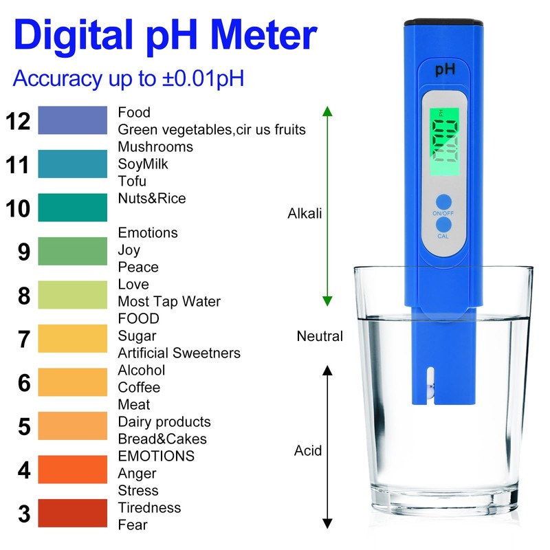 Aideepen PH Meter Digital, 0-14 pH Measuring Range, 0.01 High