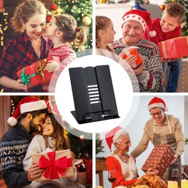 Large Desk Book Stand Metal Reading Rest Book Holder Adjustable Document Cookbook Holder Portable Bookstands for Recipes Textbooks Music Books Birthday Gift for Age 3,4,5,6,7,8,9,10+ Boys Girls(Black)