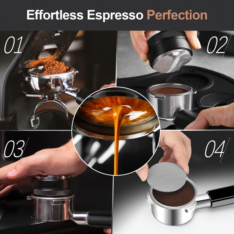 WhaleSiper 51mm Bottomless Portafilter & Puck Screen, 3-Ear Stainless Head,