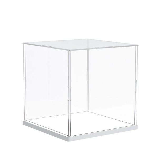 ACRLIE Acrylic Display Case with White Base,Display Boxes for Collectibles Dustproof Protection Showcase (15x15x15cm / 5.9x5.9x5.9inch)