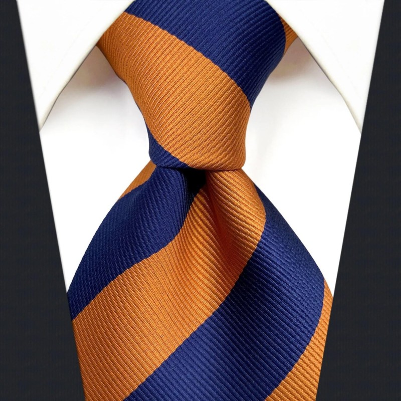 SHLAX&WING Men's Silk Necktie, Blue, Yellow, 6cm x 147cm Necktie