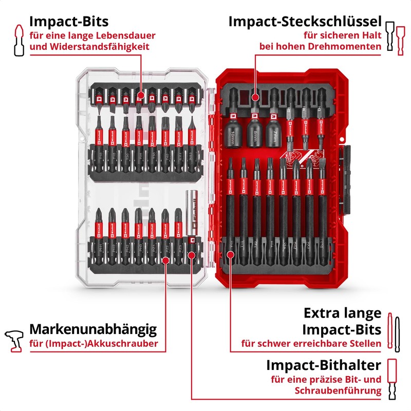 Original Einhell M-CASE 38-Piece Impact Bit Set (25 mm Bits,