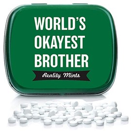 World’s Okayest Brother Mints – Gifts for Brothers – Funny Brother Gifts – Mint Tins - Stocking Stuffers – Wintergreen Mints – Unique for Him – Little Bro Big Sibling Treats