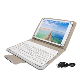 Tablet Cover Set with White Bluetooth Keyboard Protective Case Holder Universal for 9.7‑10.1inWhite
