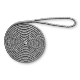 MTK Rope Double Braid Dock Lines with Pre-Spliced Loop (Grey, 1/2" x 20 Feet)