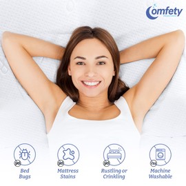 Comfety Full Size Waterproof Mattress Protector - Breathable, Hypoallergenic, Washable, Adjustable, Noiseless