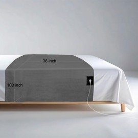 HUNAIGEE Grounding Sheets Grounded Half Sheet 36"x100" Fit All Bed Sizes Conductive Flat Sheets with Cord & Clips, Earth Connected for Improved Sleep Organic Cotton+Silver Fiber Gray