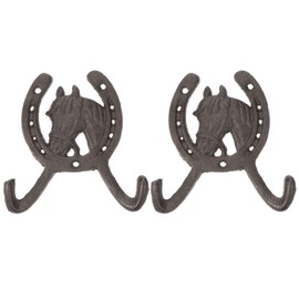 NUOBESTY 2pcs Vintage Decorative Horseshoe Hooks Stylish Wall- Mounted Hook Horseshoe Cast Iron Wall Hooks Horse Head Hooks Clothes Hook Western Horseshoe Decor for Coat Key Hat