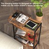 LIDYUK Set of 2 Brown End Tables with Charging Station,