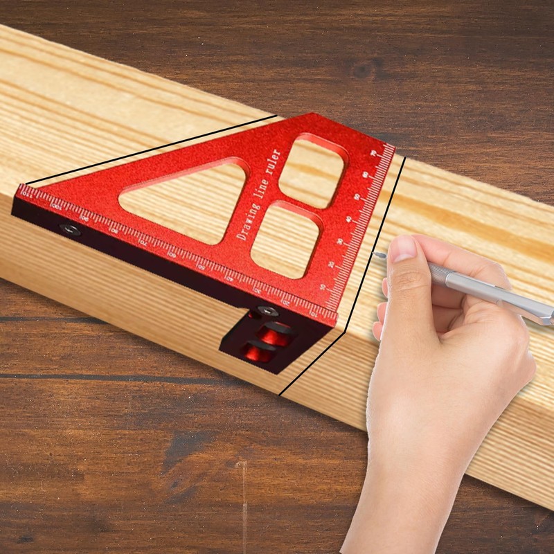 Multi Angle Measuring Ruler, 45°/90° Aluminum Alloy Woodworking Angle Ruler,