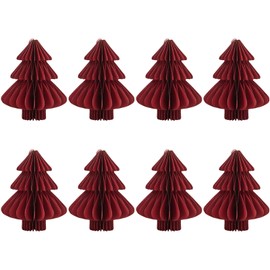 Joaecosmhui 3D Folding Paper Honeycomb Christmas Tree, Mini Glitter Edge Paper Honeycomb Hanging Ornaments for Christmas Parties - Reusable Christmas Decorations (Set of 8 - B)