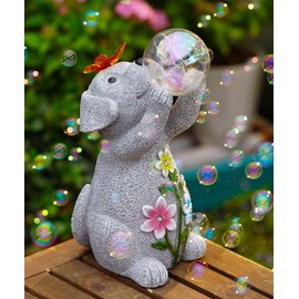 Philodwell Solar Funny Dog Statue for Garden: Outdoor Sculptures with Ball Lights and Butterfly Clearance Lawn Ornaments Home Yard Art Porch Patio Balcony - Unique Gifts for Mom Grandma Women