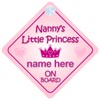 Nanny's Little Princess On Board Car Sign New Baby /