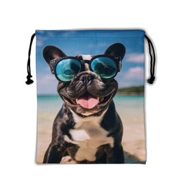 Nerxy French Bulldog Gymnastics Grip Bag - Beach Dog Drawstring Grip Bag for Gymnasts Animal String Bag Pet Gym Drawstring Pouch for Travel Sports