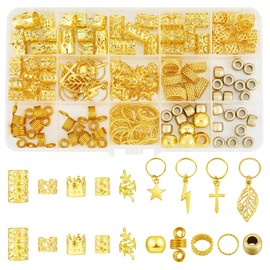 LEGENTLISUR 200 Stück Goldene Haarperlen Haarschmuck Zopfzubehör für Zöpfe Zöpfe Und Extensions Styling Tools für Männer Und Frauen