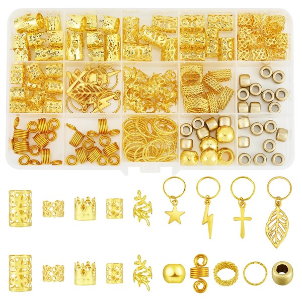 LEGENTLISUR 200 Stück Goldene Haarperlen Haarschmuck Zopfzubehör für Zöpfe Zöpfe