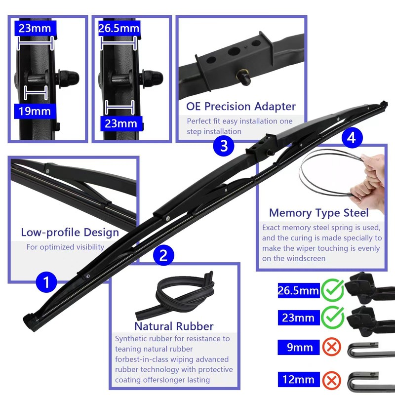 2Pcs 32" Heavy Duty Windshield Saddle Mount Wiper Blade Replacement