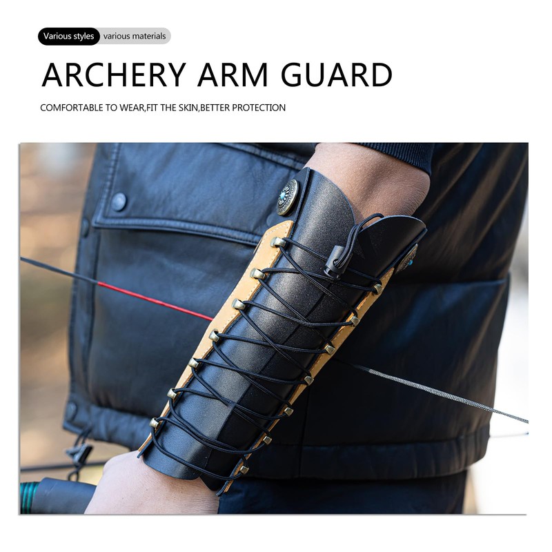 Prespollw Handmade Leather Arm Guard & Shooting Glove - Adjustable