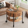 Ablefurn 26.77” Small Coffee Table, Round Fluted Lift Top Coffee