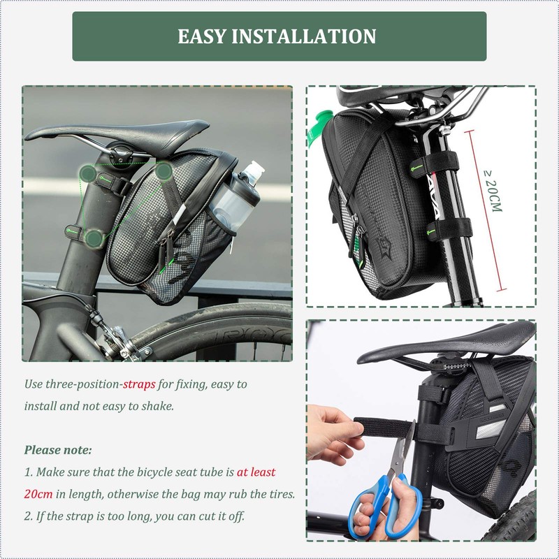 Rockbros Bicycle Saddle Bag with Bottle Holder Waterproof Scratch-Resistant Reflective