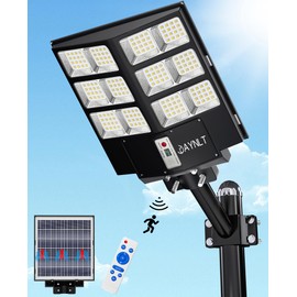JAYNLT 2800W Solar Street Lights Outdoor,6500K Highest Lumen Parking Lot Lights,Waterproof Duks to Dawn Solar Flood Security Lamps Motion Sensor for Garage,Yard
