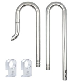 LINLAN 304 Stainless Steel Lily Pipe Inflow and Outflow with Mini Aluminum Alloy Pipe Holder, Fits 16/22mm(5/8" i.d.) Filter Hose, Ideal for Rimless Aquariums (16mm-No Surface Skimmer)
