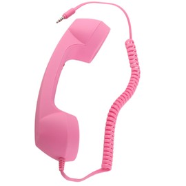 Retro Telephone Handset 3.5mm Cell Phone Receiver Mic Microphone Speaker Vintage Retro Telephone Handset for Smartphone (Pink2)