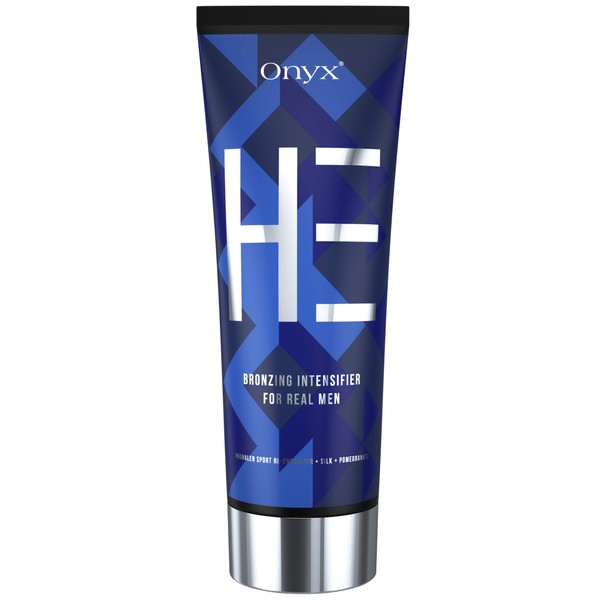 Onyx HE Tanning Lotion for Men - Indoor Tanning Bed Lotion with Bronzer and Accelerator - Fast-Absorbing Formula for Stain-Free Effect - Skin Firming & Muscle Bronzing Complex