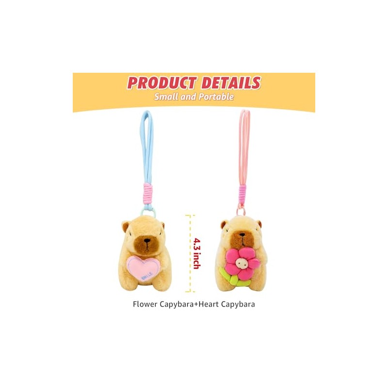 Cute Capybara Plush Keychain Set - Adorable Stuffed Animal Decor