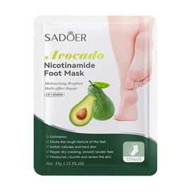 Avocado Foot Mask, Exfoliating Treatment，Skin rejuvenating flower and fruit essence，foot mask，Moisturizing and lightening foot lines. (Avocado Foot Mask 35g/pair *1)