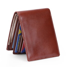 The Antiq Leather Wallet for men with RFID Blocking, Gift for Him, Bifold Wallets with 9 Credit Cards 1 ID Window, Wallet for Men, Men's Purse, Currency Organiser Single ID Wallet (Wine)