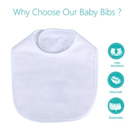 Hakochia Waterproof Cotton Baby Bibs, 4-Layer, Soft and Absorbent, Unisex Bibs with Adjustable Poppers for Boys & Girls, Ideal for Teething, Drooling and Feeding, Pack of 10