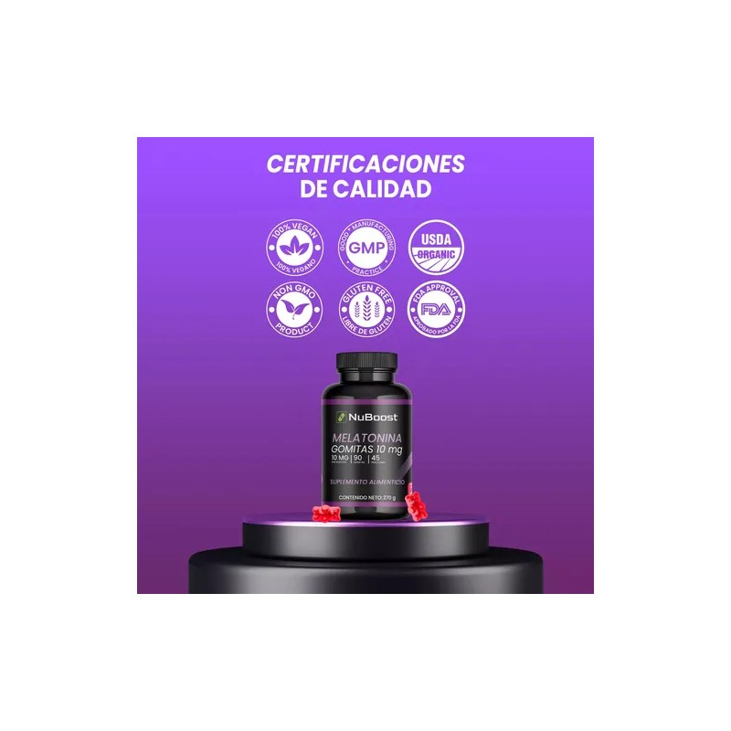 Melatonina Nuboost Descanso & Relajación 90 Gomitas 10mg Sabor Fresa
