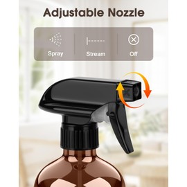 Glass Spray Bottle with Silicone Sleeve Protection, Amber Glass Spray Bottle Set for Non-toxic Window Cleaner Aromatherapy Facial Hydration Watering Flowers Hair Care 2 Pack/16 oz (Grey)
