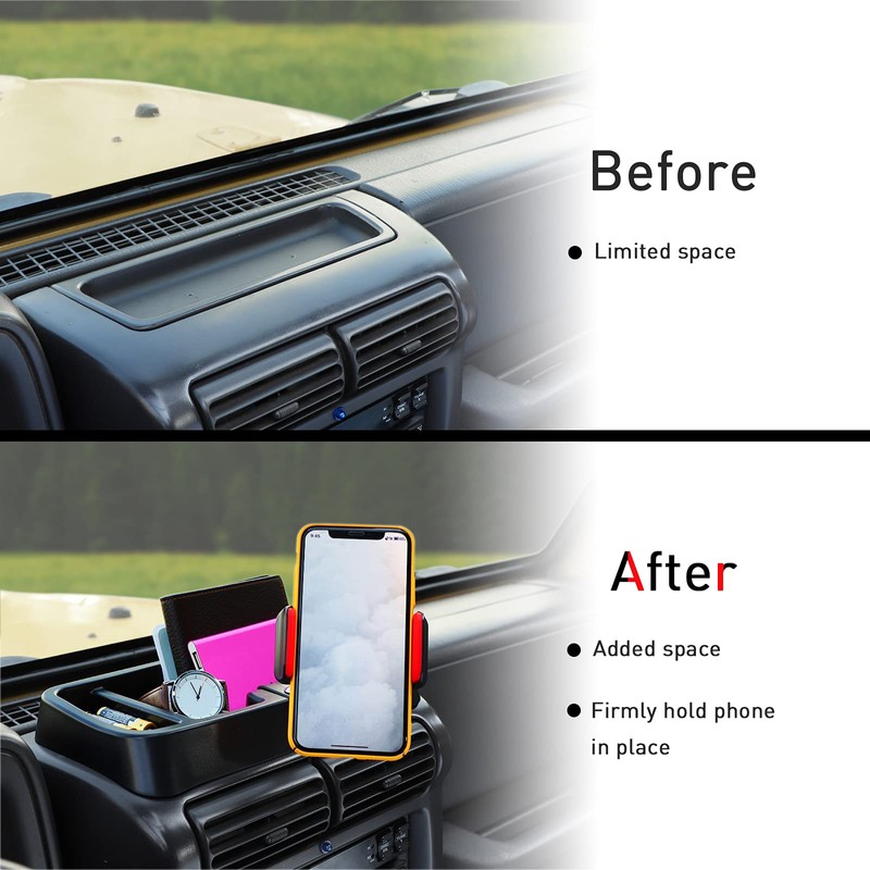 JeCar for Jeep TJ Phone Holder Mount Center Console Dash