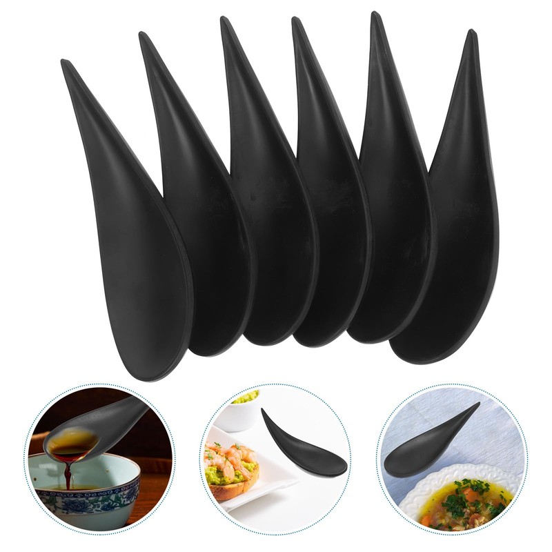 6pcs Japanese Style Tear Drop Appetizer Spoons, Reusable Melamine Tea