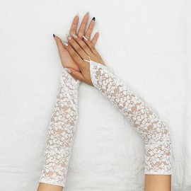 Specell White Lace Fingerless Gloves Women,Long Lace Fingerless Gloves Women,White Wedding Glove,Wedding Glove Bride