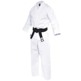 Fuji Super Middleweight Karate Gi Suit - 10oz Brushed 100% Cotton Uniform - Includes Jacket & Elastic Waist Pant (White, 2)