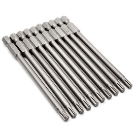 10PCS 4"/100mm T25 Torx Head Screwdriver Bit Set, 1/4 Inch Hex Shank with Quick Release Slot,S2 Steel Magnetic Security Tamper Proof Star 6 Point Screw Driver Kit Tools