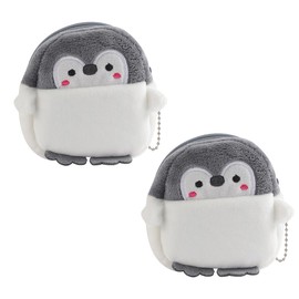 WeddHuis 2 x coin purse, penguin shaped change purse for shopping, travel, dating, hiking, plush coin bag, cute small purses for women
