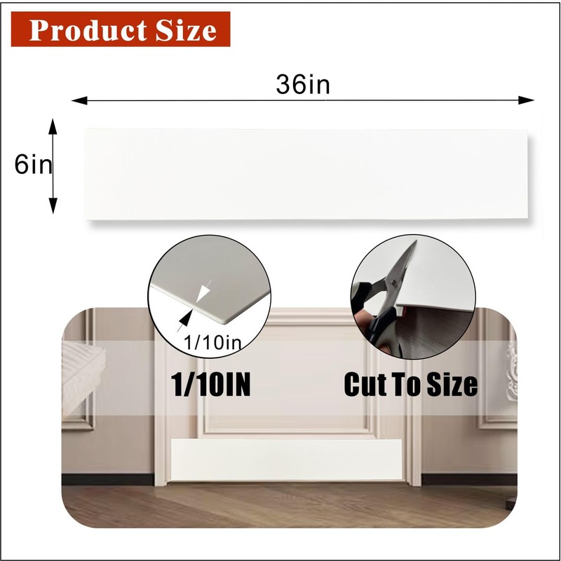 BAJIAOREN Silicone Rubber Door Kick Plate 6x36 Inches Self Adhesive