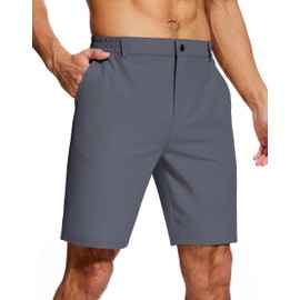 UPGET Mens Hiking Shorts Quick Dry 9" Inseam Stretch Lightweight Golf Shorts 3 Pockets Work Fishing Casual Deep Grey L
